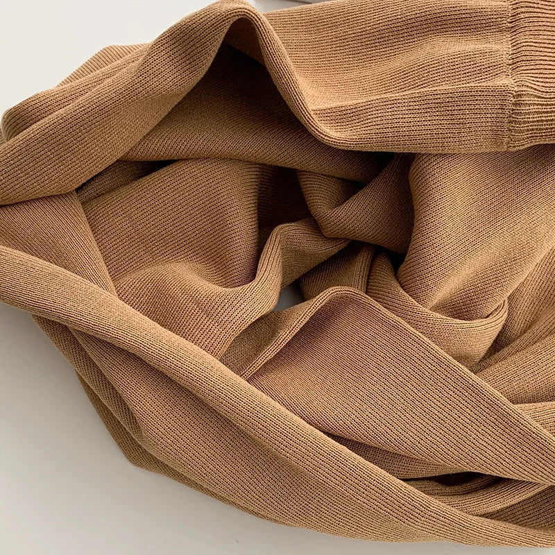 Fashion Knitted 2 Pieces Sets Women V-Neck Single Breasted Cardigan+High Waist Wide Leg Long Pants 2024 New Solid Sweater Suits