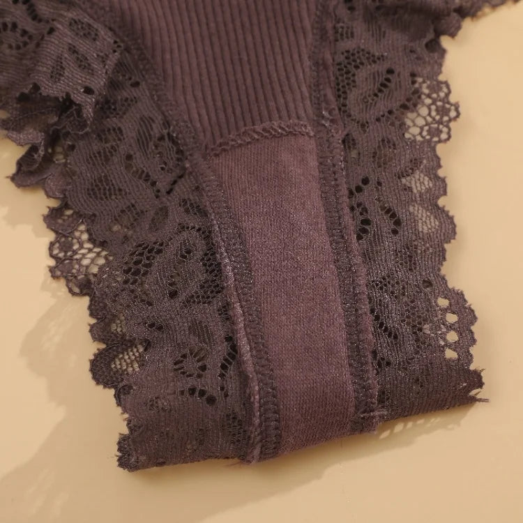 11PCS Women Lace Cotton Panties Seamless Brazilian Panties Sexy Low-Waist T-Back Bikini Female Breathable Underwear Lingerie.