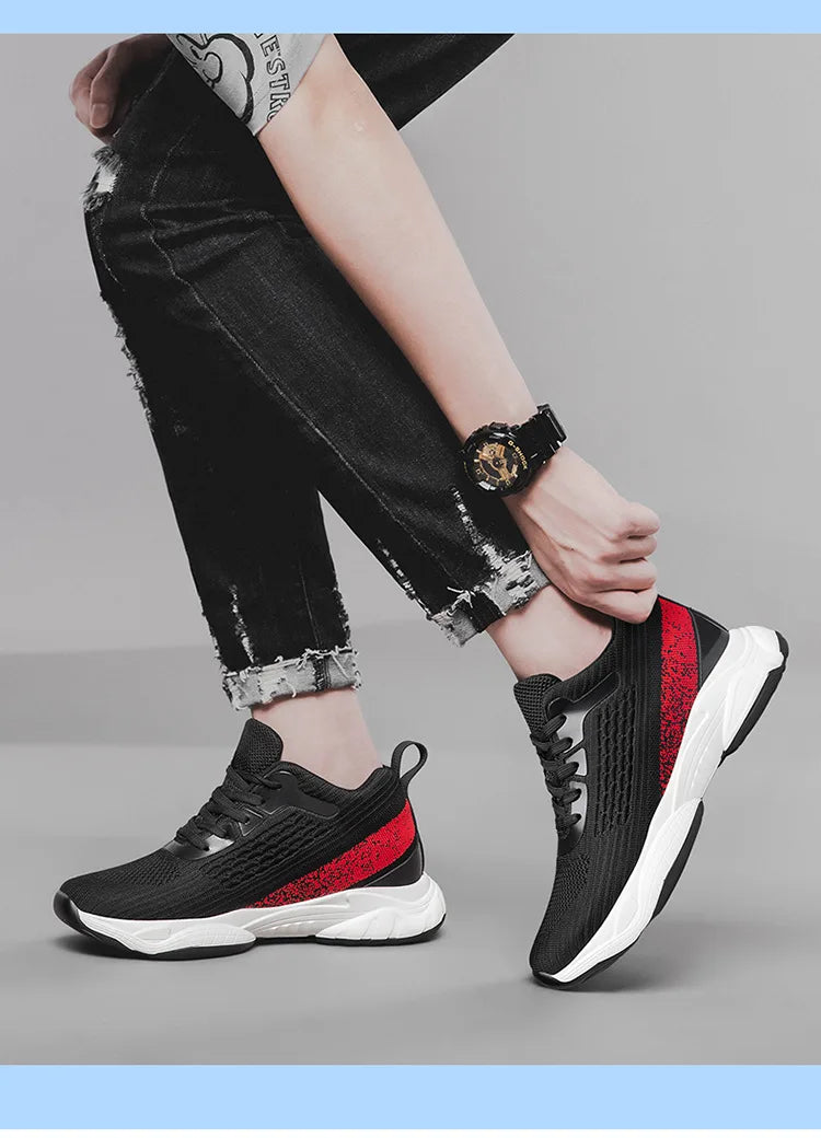 Fashion Men Sneakers Elevator Shoes Men Breathable Mesh Shoes Sports Casual Board Shoes Men's Hidden Inner Heightening Shoes 8cm.