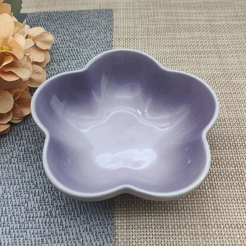 5'' Elevated Flower Design Ceramic Cat Bowl, Pet Food Dish, Small Dish Dip Dish, Deep Feeders, for Home Kitchen Supplies Gift.