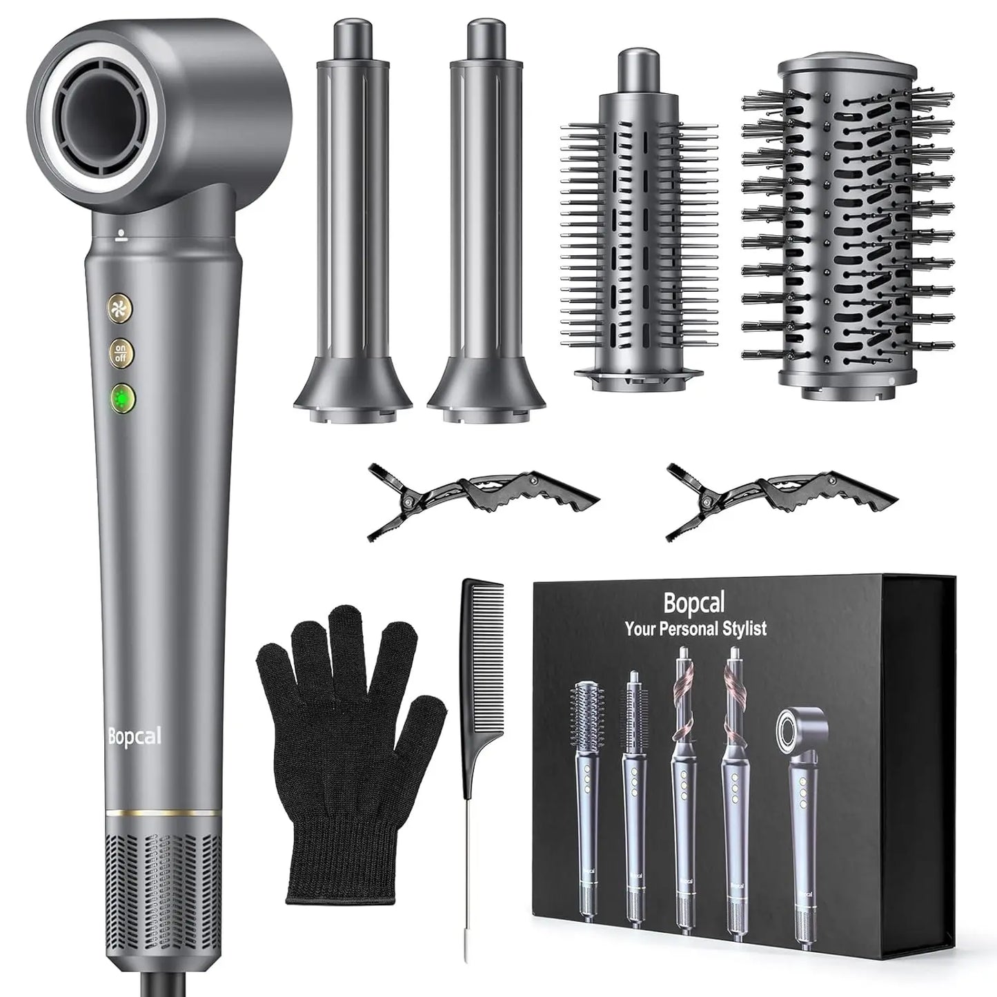 5 in 1 Hair Dryer,Multi Styling Tool,Straightener & 32mm Curling 300 Million Negative Ions Hair Care 1-3 Mins Quick Drying Gifts