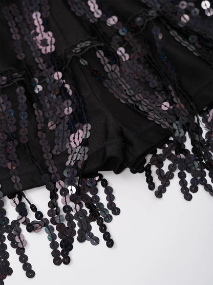 Kind Mädchen Ärmellose Glänzende Pailletten Quaste Boyshorts Kleid Latin Jazz Dance Cha-cha Samba Bühne Leistung Kostüm Dancewear.