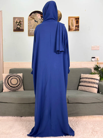 Muslim Abaya Ramadan 2025 For Women Pure Cotton Loose Prayer Femme Robe Elastic Cuffs African Dress With Connected Hijabs Scarf