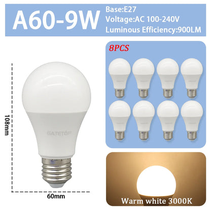 8PCS Led-lampe E27 B22 E14 220V GU10 Spot Licht 9W LED Glühlampe Retro Edison Vintage lampe AC 220V 110V Glas Lampen für Zuhause