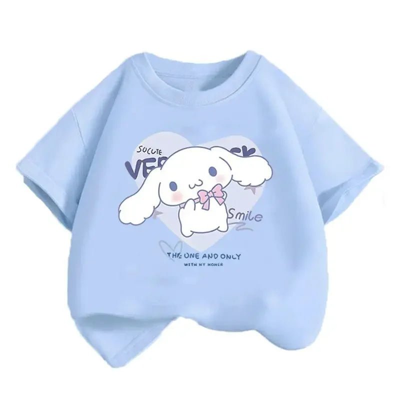 2024 New Summer COTTON T shirt Girls Boys Cinnamoroll T shirt Cartoon Print Kids T-Shirts Children Girls Tops Clothes.