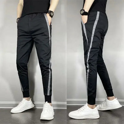 2023 Summer Men's Slim Fit Harajuku Style Lightweight Harem Pants Casual Trendy Korean Version Nine Point Length Mens Pants.
