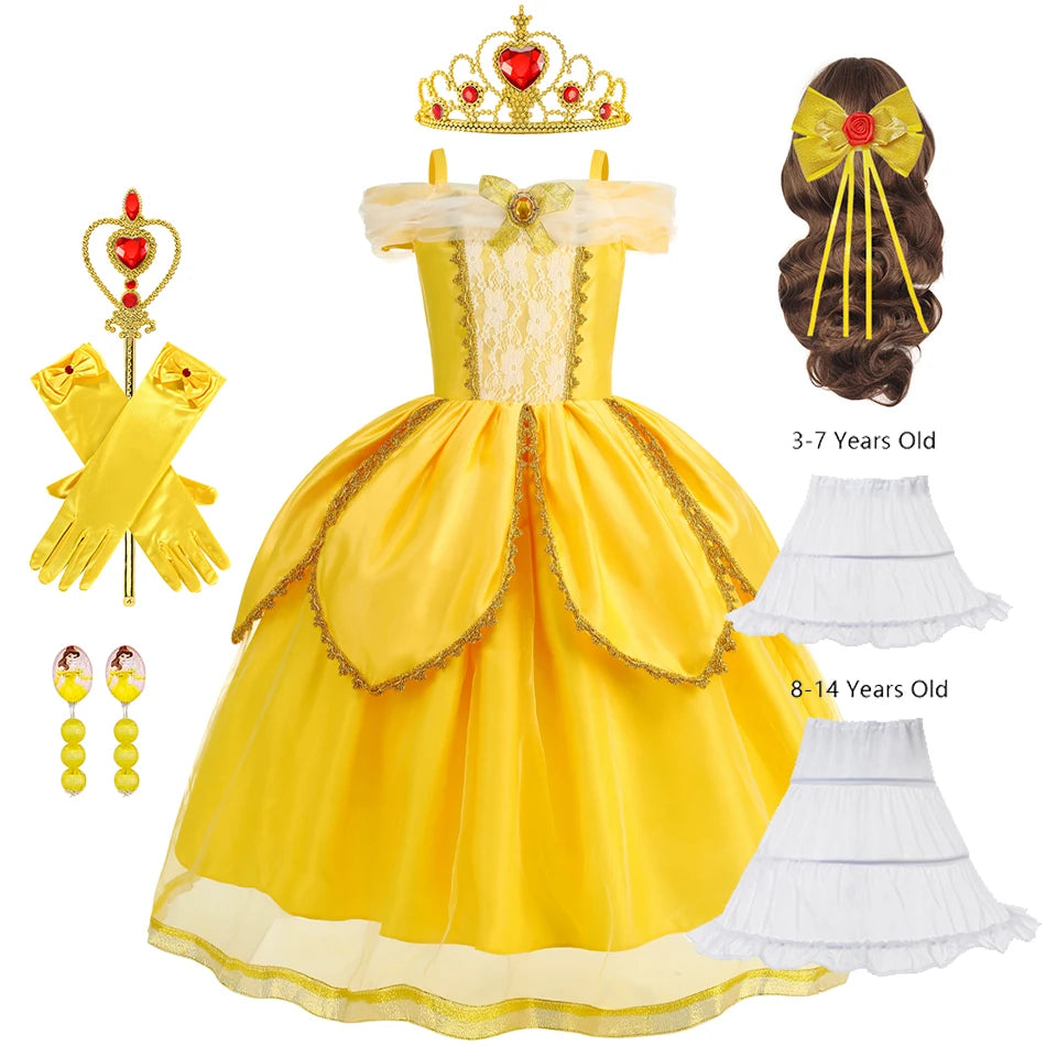 Belle Cosplay Prinzessin Kleid Mädchen Geburtstag Charme Kostüm Kinder Karneval Party Bühne Leistung Vestido Kinder Disguise Kleid
