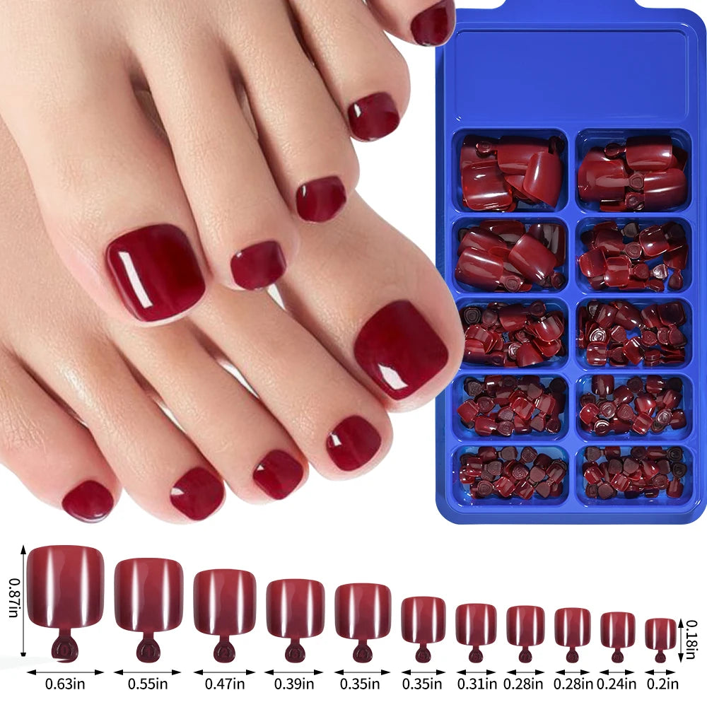100pcs Fake Toenail Natural White Press On Toe Foot Full Cover Square Nails Art Tips Artificial Acrylic False Nail Manicure Tool.