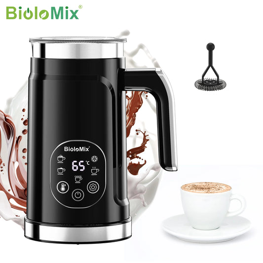 BioloMix 5-in-1 Milk Frother with Upgraded LED Display Touch Screen - Hot And Cold Foam Maker Milk Warmer for Coffee Latte.