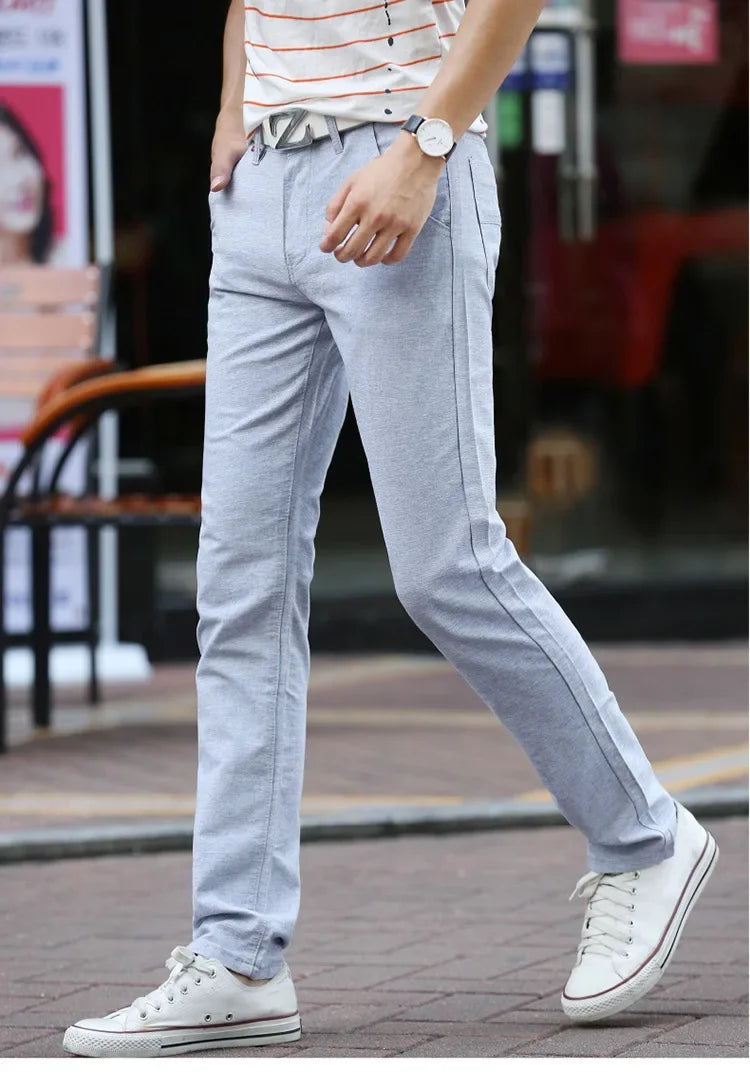 Summer Thin Men's Casual Pants Straight-Leg Loose-Fit Linen Trousers Youth Men's Pants Direct From Manufacturer Wholesale