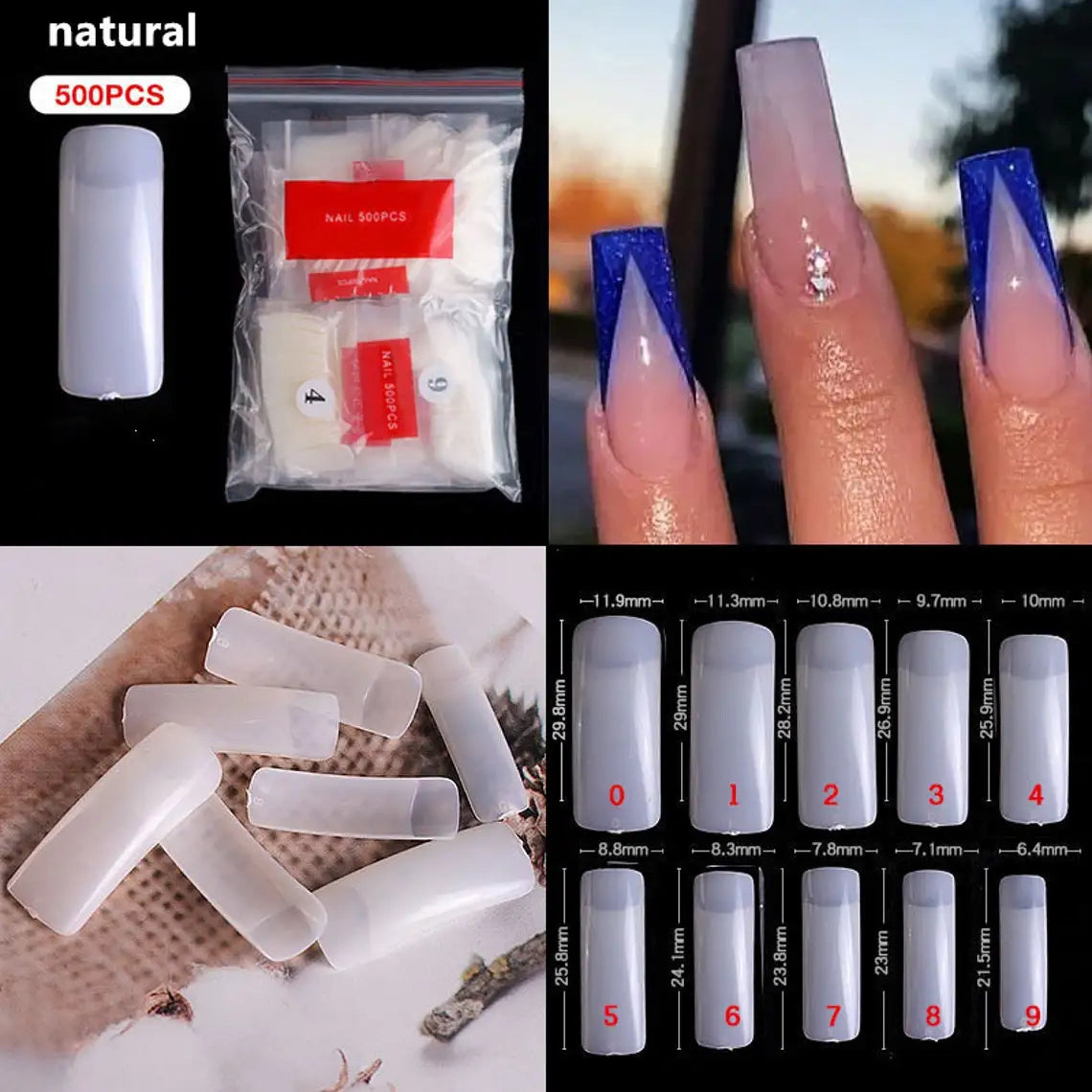 600Pcs Extra Long Hawk Curved Nail Tips Half Cover Eagle Claw Curve False Nails Extension 10 Sizes Bag Packaging for Art Salon *.