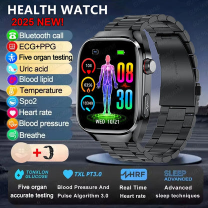 2025New Micro Physical Examination Smart Watch For Men Uric Acid Body Fat Five Organ Health Watches Bluetooth Call SmartBracelet