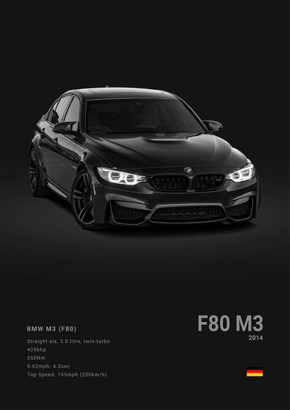 Black Background Sports Cars Poster and Prints F87 M3 M4 G90 E46 Luxury Car Canvas Painting Wall Art Pictures Room Office.