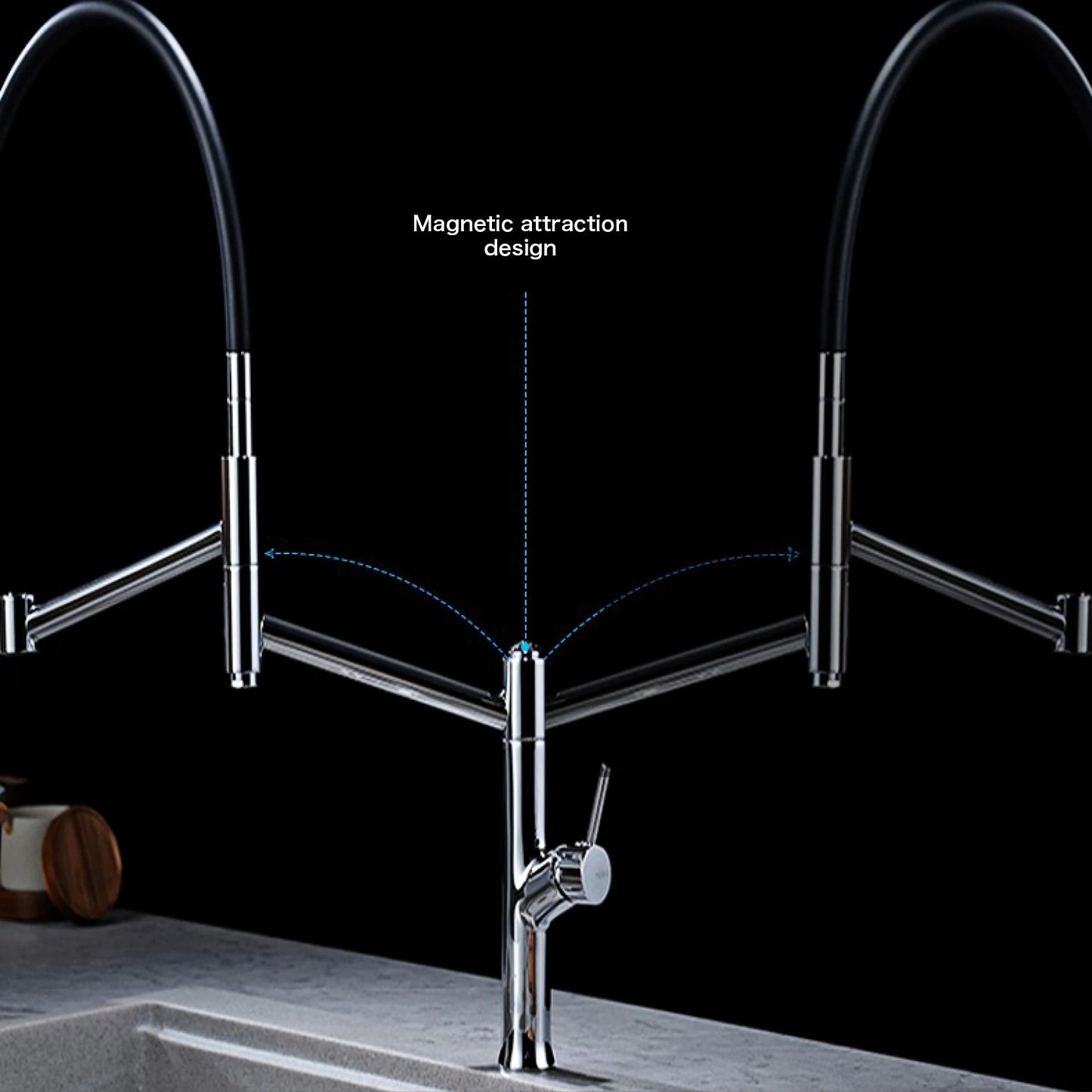 Modern Chrome Brass Pull Out Kitchen Faucet 2 Spray Modes Ceramic Valve Hot/Cold Water High Arc 360 Swivel Sink Mixer Tap
