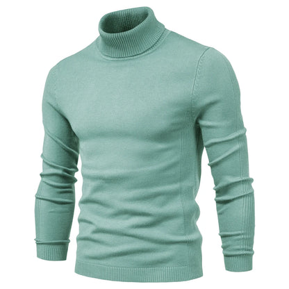 2021 New Winter Men Turtleneck Sweater Casual Solid Color Warm Pullover High Quality Slim High Neck Long Sleeve Sweater Men