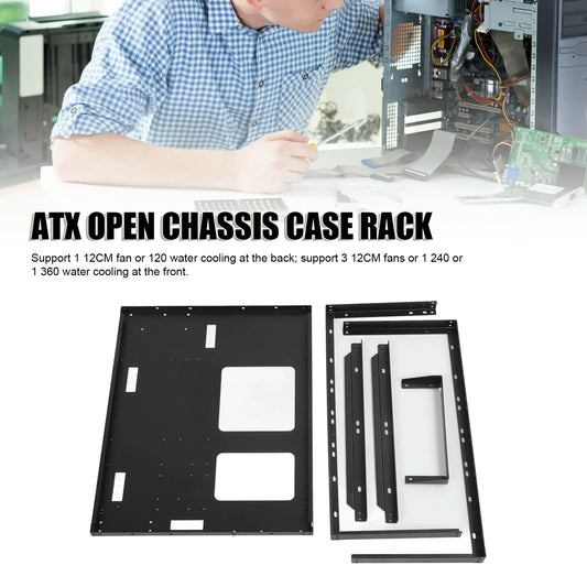 ATX Open Chassis Case Rack Large Space Expansion DIY Assembled Powerful Cooling Gaming PC Case Open Frame Steel Plate for EATX.