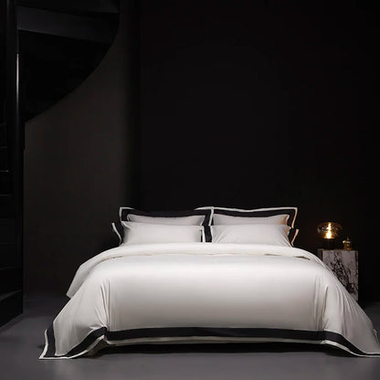 4Pcs Premium 1000TC Egyptian Cotton Solid Color Hotel Style Wide Edge Bedding Set Duvet Cover Bed Sheet/Fitted Sheet Pillowcases.