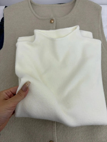 2025 Autumn Winter Fashion Turtleneck Ladies Solid Sweater Women's Casual Vintage Knitted Long Sleeve Pullovers Woman Clothing