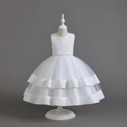 Neues Herbst/Winter Langarm-Partykleid, elegantes Mädchen-Stickerei, Weihnachts-Performance-Kleid, Geschenktüte für Kinder im Alter von 3–11 Jahren