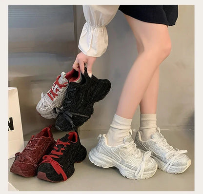 Top Quality Sneakers Women Skate Shoes Rhinestone Women Loafers Platform Fashion Shiny Women's Casual Shoes Crystal Sneaker