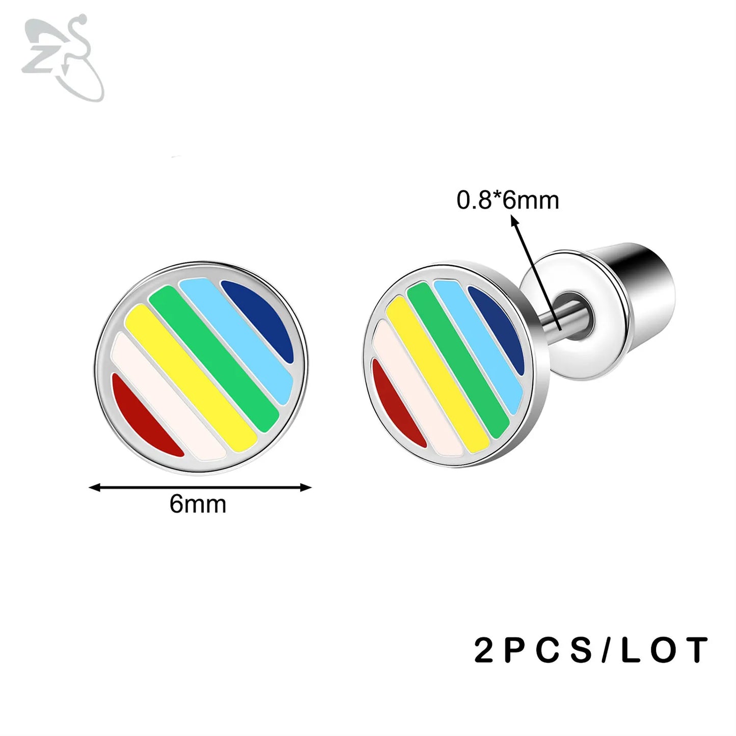 ZS 2Pcs/lot Stainless Steel Butterfly Star Heart Stud Earring Silver Color Earrings Ear Tragus Helix Tragus Piercing 20G Jewelry.