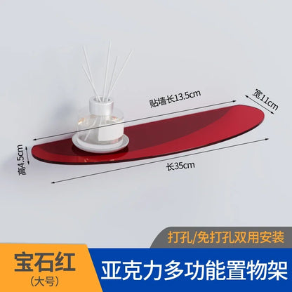 Bathroom Living Room Display Seamless Punch-free Fashion Decoration Color Acrylic Semi-circular Shelf Decoration Rack Storage