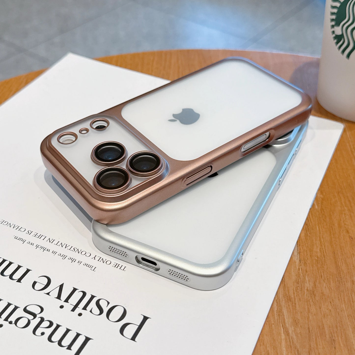 Matte Transparent Phone Case For iPhone 17 Pro Max 17 Pro Plating Frame Lens Film Protection Anti-fall PC Hard Clear Phone Cover.