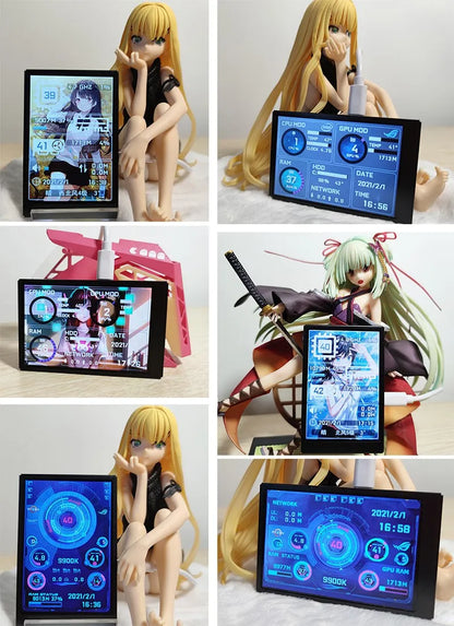 3.5 / 5 Inch IPS Type-C Secondary Screen Mini Computer USB Display CPU GPU RAM HDD Monitor with Holder Metal Case No Use AIDA64.