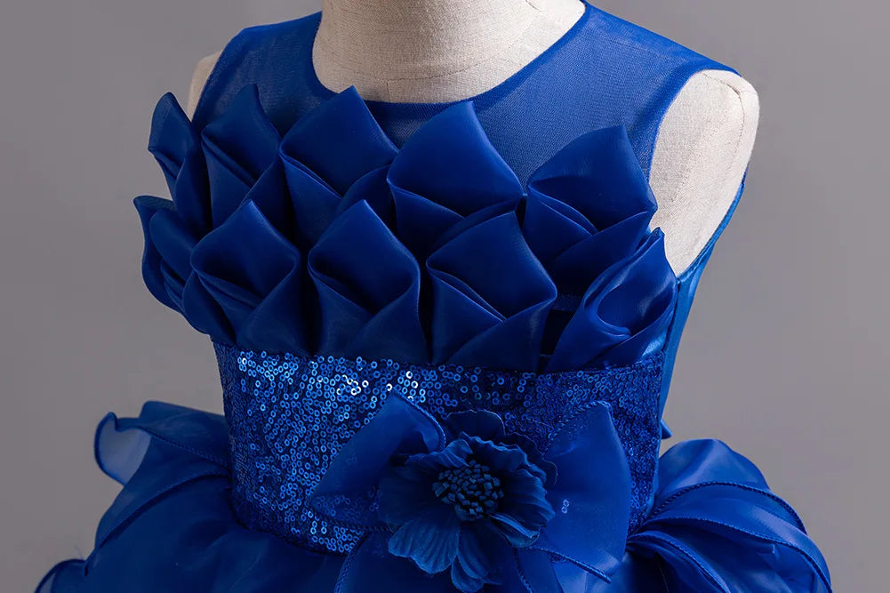 Blumen junge Kuchen flauschigen Design Mädchen Schwanz flauschige Prinzessin Kleid perfekt für Party und Bankett Kleider im Alter von 4-12.