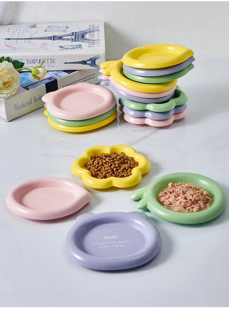 Cat Ceramic Food Basin Pet Small Size Canned Snack Feeding Dish Bowls Puppy Cute Eating Feeders Kitten Supplies.