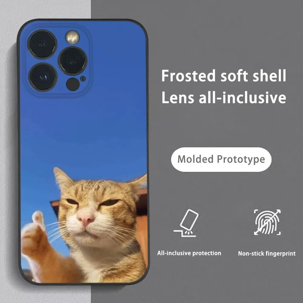 Pet Cat Funny memes Phone Case For iPhone 16 15 14 13 Pro Max Plus Mini Frosted Soft Shell Funda.