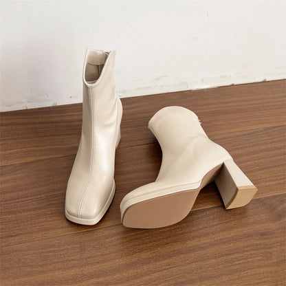 Winter Fashion Square Toe High Heel Women Ankle Boots Street Style Banquet Party Mordern Short Booties Zapatos De Muje