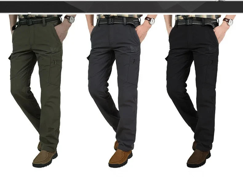 Winter Thick Pants Men Double Layer Fleece Cashmere Overalls High Quality Male Camouflage Trousers Warm Casual Cargo Pants.