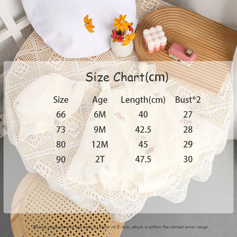 2024 Baby Mädchen Sommer Kleidung Schöne Blumen Hosenträger Body mit Hut Neugeborenen Prinzessin Kleid Infant Outdoor Ein Stück.