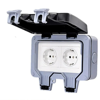 Melery Outdoor-Wandsteckdosen, EU-Stecker, elektrische Steckdosen, IP66, staubdicht, für den Außenbereich, Garten, Masterplug, Rasen.