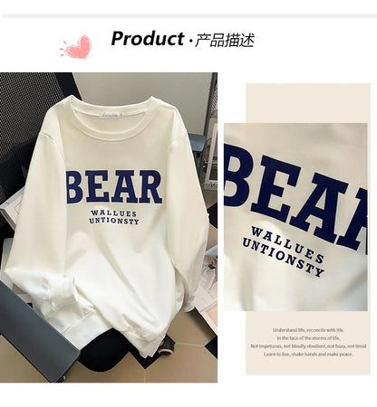 175kg plus size Damen büste Frühling Herbst loses Sweatshirt bedrucktes Buchstaben oberteil schwarz weiß 6xl 7xl 8xl 9xl 10xl 11xl.