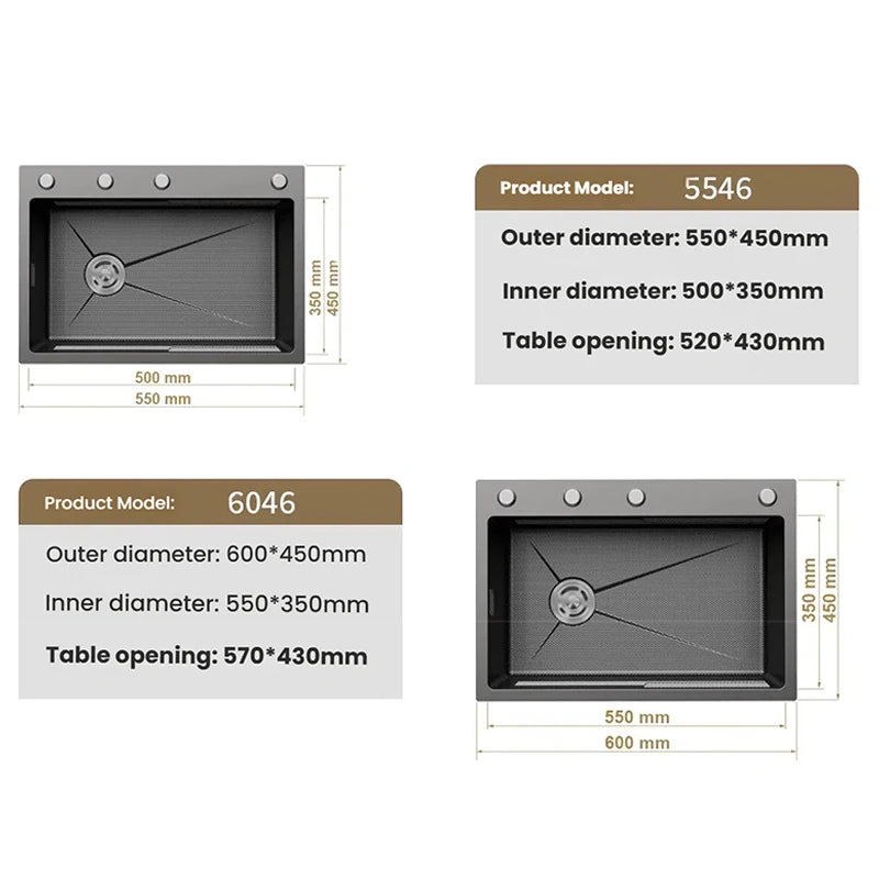 Kitchen Sink Stainless Steel Rice Grain Pattern Multifunctional Wear and Stain Resistant Large Single Slot Wash Dish Basin