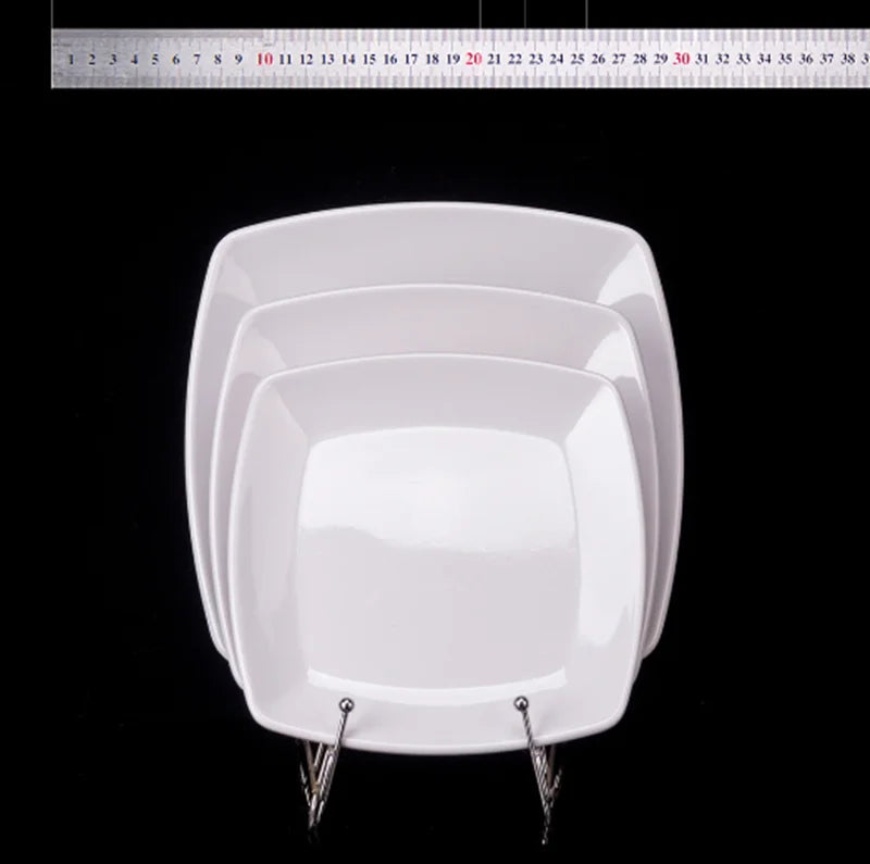 Square Melamine Dinner Plate Buffet Fast Food Trays Dishes Table Tableware Services Menu Plate Hotel Deep Side Dish Dinnerware.