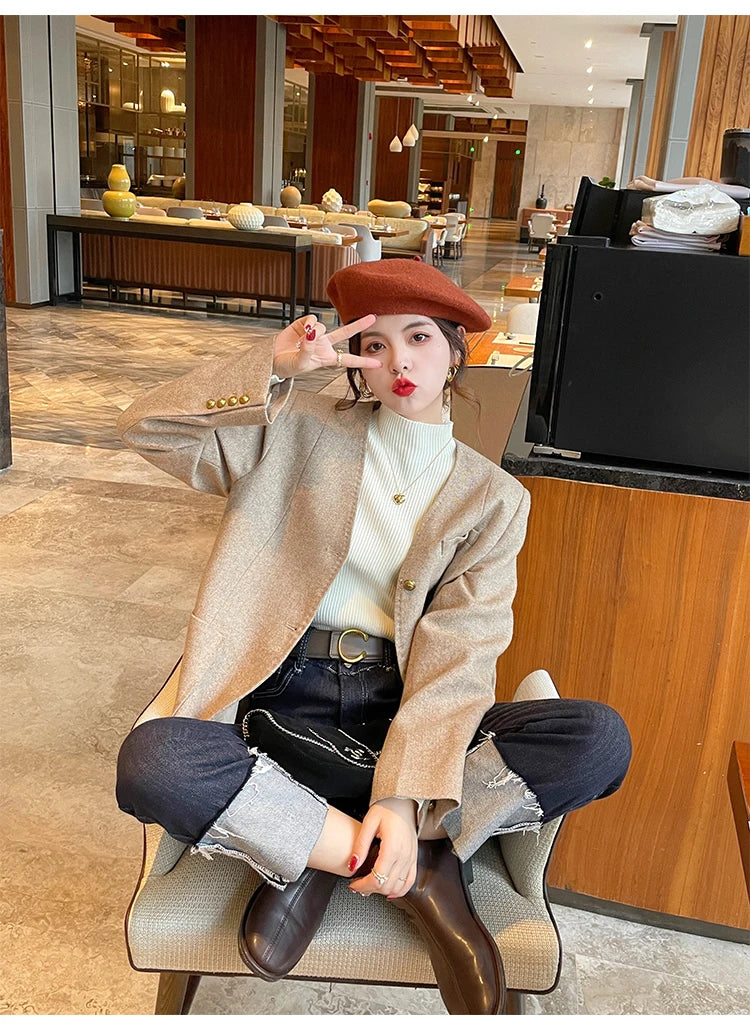 Langarm Beiläufige Dünne Pullover Mode Taste Grundlegende Gestrickte Tops Frauen Rollkragenpullover Koreanische Mode Einfache Chic Kleidung.