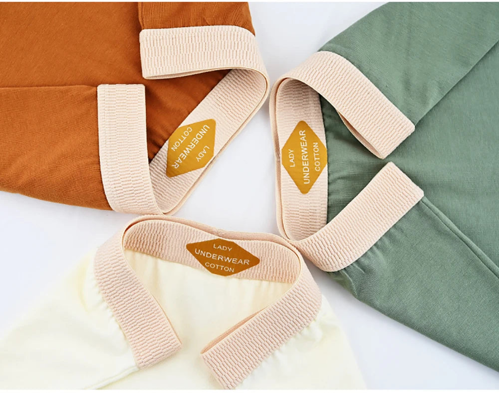 3PCS/Pack 100% Cotton Multicolor Solid Women's Boxer Knit Breathable Panties Underwear Soft High Elastic Mid-rise Thin Boyshorts.