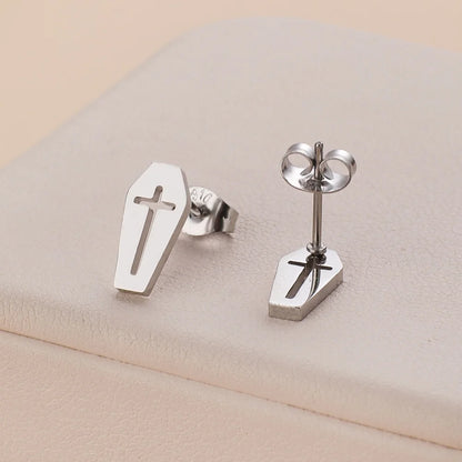 Stainless Steel Halloween Ghost Cat Stud Earrings For Women Girls Gold Color Waterproof Fashion Ear Party Jewelry Gift Wholesale