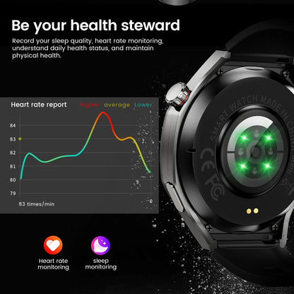 2025New For Android and ios Smart Watch Men AMOLED Screen GPS Motion trajectory Heart Rate Bluetooth Calls SmartWatch Waterproof