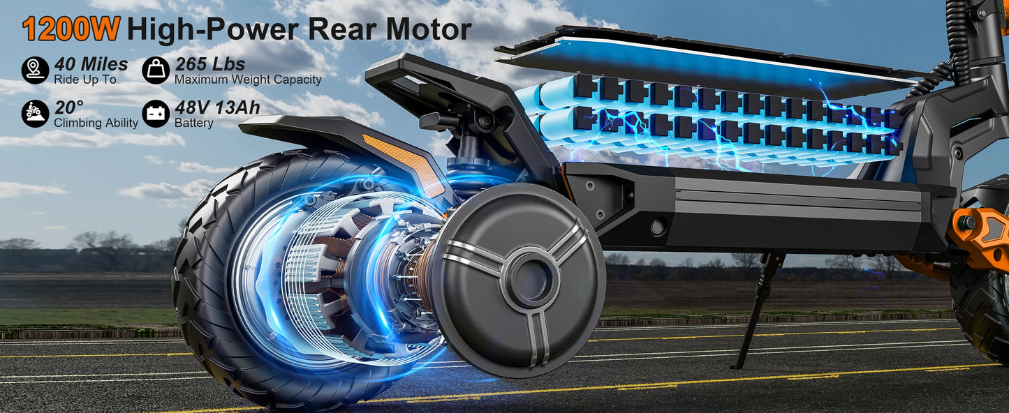 DECE DES20 Adult Electric Scooter 1200W Motor E-Scooter  48V13AH Battery 10 Inch Tire City Escooter.