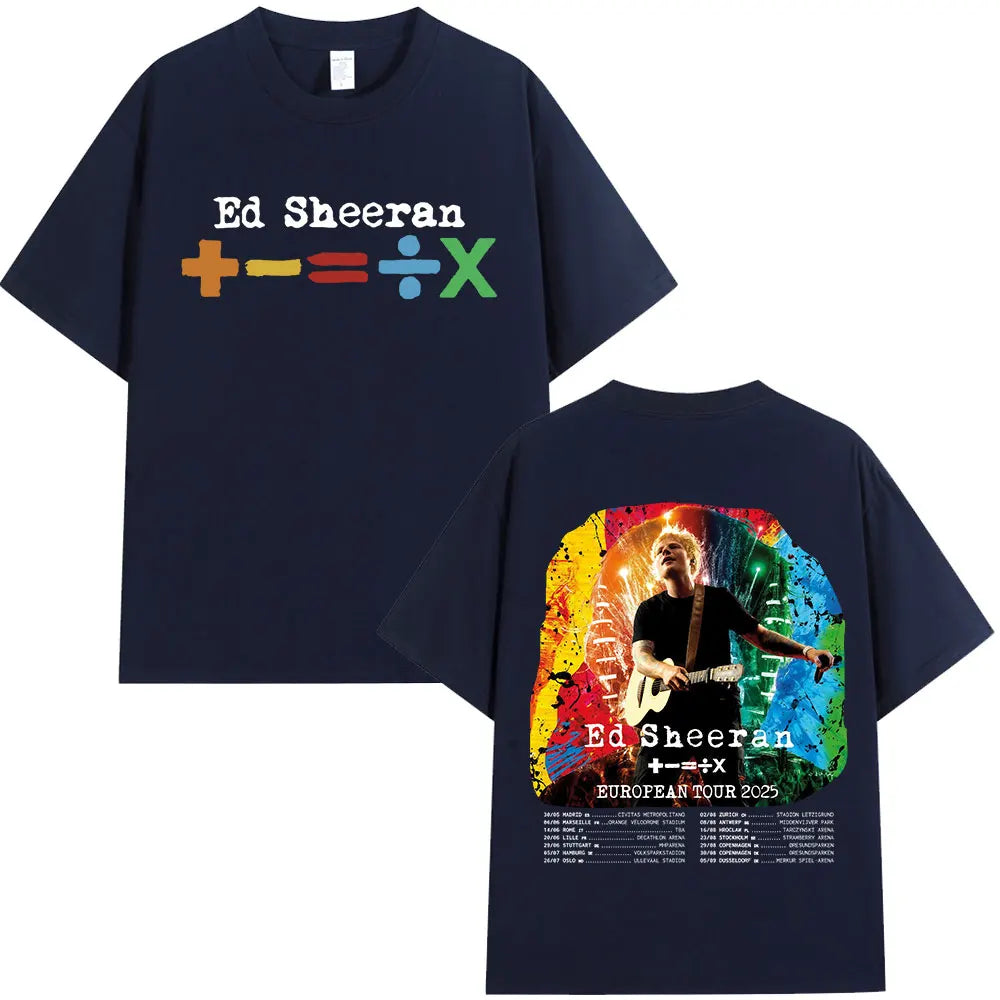 Ed Sheeran European Tour 2025 T Shirts Men Women Clothing Summer Cotton Casual Short Sleeve T-shirt Fashion Oversized Tee Shirt.