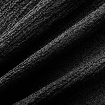 Summer Lightweight Pleated Cotton Casual Sports Set Men's Thin Comfortable Breathable Fashionable Collar Short Sleeve Two-Piece