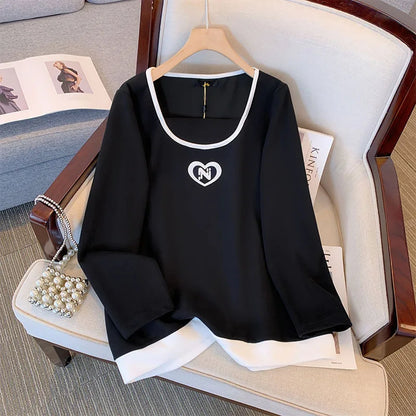 150kg plus size Damen büste Herbst Frühling lose einz eilige Hals Langarm Sweatshirt schwarz weiß 5xl 6xl 7xl 8xl 9xl.