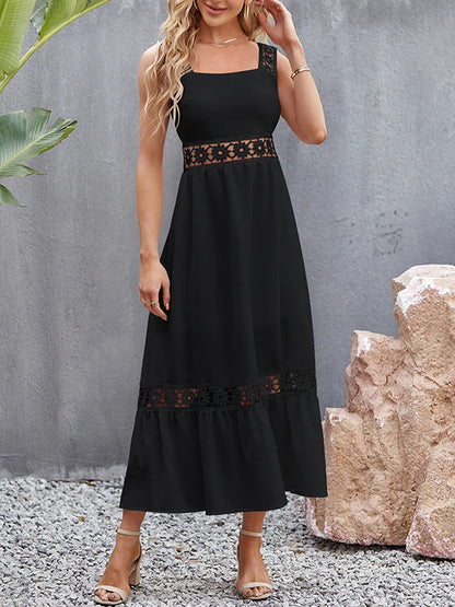 Weiße Lange Kleid Frauen Sommer Sexy Sleeveless Backless Maxi Kleider Damen Elegante Hohle Heraus Spitze Kleid Boho Sommerkleid Vestidos.