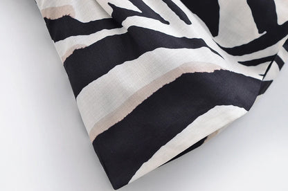 HH Women Pants Suit Fashion Zebra Stripes Single Breasted Sexy Sleeveless V-Neck Top+High Waist Zipper Casual Wide Leg Pants