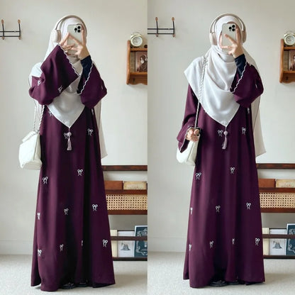 Luxus Dubai Schmetterling Stickerei Abaya Muslimische Frauen Modest Kleid Islamischen Femme Urlaub Outfit 2025, Mode Türkei Kaftan Robe.
