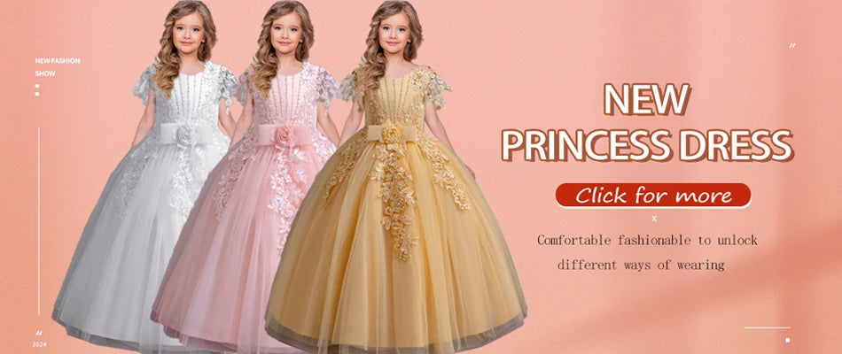 Neue wunderschöne Mädchen Party kleid Eröffnungs feier Kleidung Halloween Performance Tanz Prinzessin Rock 4-12t Weihnachts kleid.